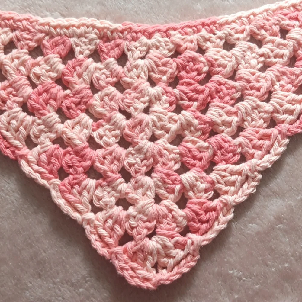 Hand Crafted Crochet Peach Pink Triangle Baby Head Kerchief Bandana 6-12M